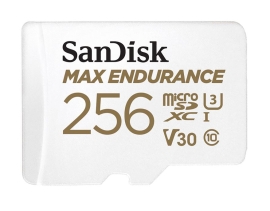 SanDisk Max Endurance 256GB microSDHC Card SQQVR 120,000 Hr Hrs UHS-I C10 U3 V30 100MB/s R, 40MB/s W SD adaptor 10Y SDSQQVR-256G-GN6IA