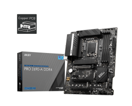 MSI Z690-A PRO DDR4 Intel LGA 1700 ATX Motherboard, 4x DDR4 ~128GB, 3x PCI-E x16, 1x PCI-E x1, 4x M.2, 6x SATA3, 1x USB-C, 3x USB 3.2, 4x USB 2.0