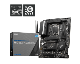 MSI Z690-A PRO WIFI DDR4 Intel LGA 1700 ATX Motherboard, 4x DDR4 ~128GB, 3x PCI-E x16, 1x PCI-E x1, 4x M.2, 6x SATA3, 1x USB-C, 3x USB 3.2, 4x USB 2.0