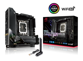ASUS ROG STRIX Z690-I GAMING WIFI Intel LGA 1700 ITX Motherboard, PCIe 5.0, 2xM.2, WiFi 6E, 2.5 Gb Ethernet, 2xThunderbolt 5, USB-C, HDMI, SATA, RGB