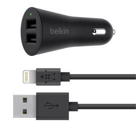 Belkin BOOSTUP 2-Port Car Charger + USB-A to Lightning cable (F8J221bt04-BLK)