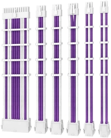 Antec PSU - Sleeved Extension Cable Kit V2 - Purple / White. 24PIN ATX, 4+4 EPS, 8PIN PCI-E, 6PIN PCI-E, Compatible with Standard PSU PSUSCW30-205-P/W