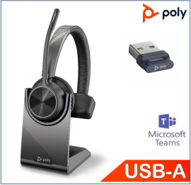 Plantronics/Poly Voyager 4310 UC Heaset with Charge Stand, Teams certified, Monaural, Wireless, Noise canceling boom, SoundGuard 218471-02