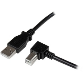 StarTech.com 2m USB 2.0 A To Right Angle B Cable - M/M - Cable For Printer, Scanner - First End: 1 X 4-pin USB 2.0 Type A - Male - Second End: 1 X 4-pin USB 2.0 Type B - Male - 480 Mbit/s - Shielding - Nickel Plated Connector - 24/28 Awg - Black USBAB2MR