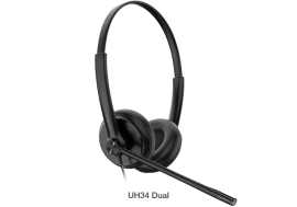 Yealink UH34 Dual Ear Wideband Noise Cancelling Microphone - USB Connection, Leather Ear Cushions, Designed for Microsoft Teams, TEAMS-UH34-D