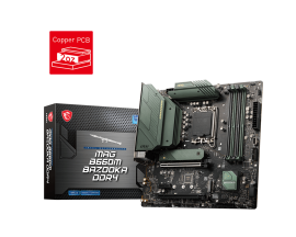 MSI MAG B660M BAZOOKA DDR4 Intel LGA 1700 mATX Motherboard, 4x DDR4 ~128GB, 2x PCI-E x16, 1x PCI-E x1, 2x M.2, 4x SATA, 4x USB 3.2, 2x USB 2.0