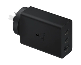 Samsung 65W Power Adapter Trio - Black (EP-T6530NBEGAU), Wall Charger (USB-C x2, USB-A), Universal Compatibility, Fast, safe and stable