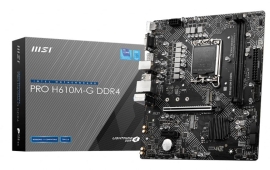 MSI PRO H610M-G DDR4 Intel LGA 1700 mATX Motherboard 2x DDR4~64GB,1x PCIe x16,1x PCIe x1,1x M.2,4x SATA 6Gb/s,4x USB 3.2,6x USB 2.0