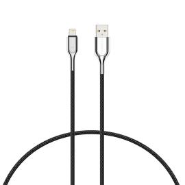 Cygnett Armoured Lightning to USB-A Cable (1M) - Black (CY2669PCCAL), Support Fast & Safe Charging 2.4A/12W, Double Braided Nylon Cable, MFi Certified