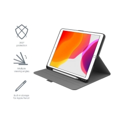 Cygnett TekView Slimline Apple iPad 10.2" Case With Apple Pencil Holder - Grey/Black (CY3049TEKVI), 360° Protection, Multiple Viewing Angles