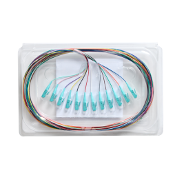 Fibre Pigtail LC OM4 Multimode 2m - 12 pack Rainbow - Aqua Connector | Backward Compatible With OM3 015.012.1408