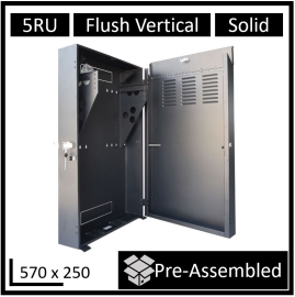 LDR Assembled 5U Flush Wall Mount Vertical Cabinet (570mm x 250mm) - Black Metal Construction WB-FT