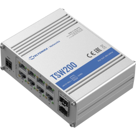 Teltonika | TSW200 | Industrial Unmanaged POE+ Switch 8xPOE 2xSFP 8xGbE 1000Mbps 240W 802.3af/at (PSU not included) TT.TSW200