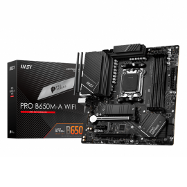 MSI PRO B650M-A WIFI AMD AM5 MATX Motherboard, 4x DDR5 ~128GB, 1x PCI-E x16, 2x M.2, 4x SATA, 8x USB 3.2, PRO B650M-A WIFI