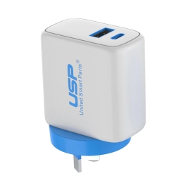 USP 30W USB-A + USB-C PD Fast Dual Wall Charger - (6972475750633), PD+QC3.0 Fast Charge, Overheat, Overcurrent & Overcharge Protection 6.97248E+12
