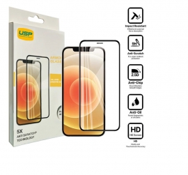 USP Apple iPhone 12 Mini Armor Glass Full Cover Screen Protector - (SPUAG125), 5X Anti Scratch Technology, Perfectly Fit Curves SPUAG125