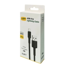 USP BoostUp Lightning to USB-A Cable (3M) - Black (6972890207033), Quick Cable Charge & Connect, 2.4A Rapid Charge, Durable & Reliable, Nylon Weaving 6.97E+12