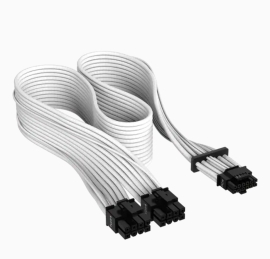 Corsair Premium Individually Sleeved 12+4pin PCIe Gen 5 Type-4 600W 12VHPWR Cable, White 4080 / 4070 / 4090xx CP-8920332