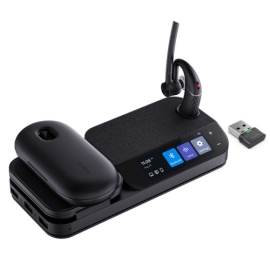 Yealink BH71 Bluetooth Wireless Mono Headset, BHB710 Workstation w/ 3" Colour Touch screen & Carry Case (+20hrs), Qi Wireless Charging,3 Size Ear Plug BH71-WS-PRO