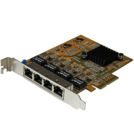 StarTech.com Gigabit Ethernet Card For Computer, Server, Workstation - 10/100/1000Base-T - Plug-in Card - Yellow - Taa Compliant - PCI Express X4 - 1.95 Gbit/s Data Transfer Rate - Realtek RTL8111G - 4 Port(s) - 4 - Twisted Pair ST1000SPEX43