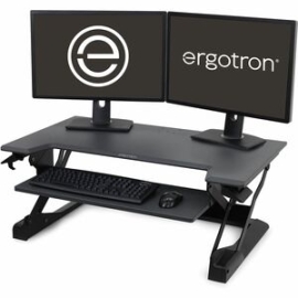 WorkFit-TL Sit-Stand Desktop Workstation (Black Frame Assembly With Dark Grey Worksurface) 33-406-085