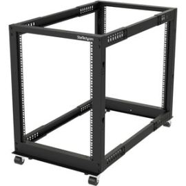 StarTech.com 4-Post 15U Mobile Open Frame Server Rack, 19" Network Rack With Casters, Rolling Rack For Computer/AV/Data/IT Equipment - 4-Post 15U Open Frame Server Rack For Data/IT Equipment - 22-40in (56-101cm) Mounting Depth; 30in (77cm) Height, 1200lb