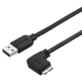 StarTech.com 0.5m 20in Slim Micro USB 3.0 (5Gbps) Cable - M/M - USB 3.0 A To Right-Angle Micro USB - USB 3.2 Gen 1 - Position Your USB 3.0 Micro Devices With Less Clutter And According To Your Configuration Needs, With A Thin, More Flexible Cable - 0.5m