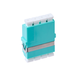 Lc OM3 / OM4 Multimode Through Coupler Flangeless Quad Ceramic Sleeve | Aqua 015.002.0072