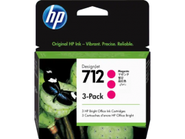HP 712 3-PACK 29ML MAGENTA DESIGNJET INK CARTRIDGE - T230/T250/T650/STUDIO 3ED78A