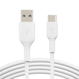 Belkin BoostCharge USB-C to USB-A Cable (1m/3.3ft) - White (CAB001bt1MWH), 12W, 480Mbps, 8,000+ bends tested, PVC Cable Jacket, USB-IF-certified, 2YR. CAB001bt1MWH