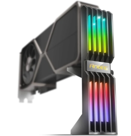 Antec RGB GPU Support Bracket, Graphics Card Holder, Addressable RGB 5V 3PIN RGB Connector. Black AT-GPUH-ARGB-BK