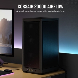 Corsair 2000D AIRFLOW, ITX MB, USB C, Mesh Panles - Support up to 8 Fans, Mini ITX Tower - Black. Case, CC-9011244-WW