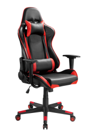 Brateck PU Leather Gaming Chairs with Headrest and Lumbar Support (70x70x127~137cm) Up to 150kg - PU Leather,PVC Leather-Black Red CH06-12