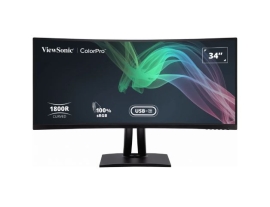 ViewSonic 34" ColorPro™ 21:9 Curved UWQHD 3440 x 1440, 90W USB-C, 100% sRGB, Delta E < 2 color Accuracy, Pre-calibrated Professional Designer Monitor VP3481a