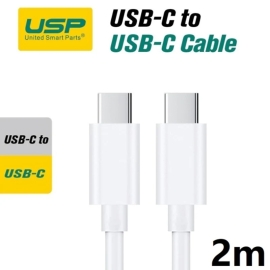 USP USB-C to USB-C (3.1) Mini Cable (2M) - White, 3A, High Performance, Durable, 8K Bend Tested, Reversible Design, Quick Data Sync & Charging UMWCCCT