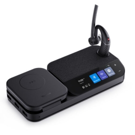 Yealink BH71 Bluetooth Wireless Mono Headset, BHB710 Workstation w/ 3" Colour Touch screen, Qi Wireless Charging, 10H Talk Time, 3 Size Ear Plugs BH71-WS