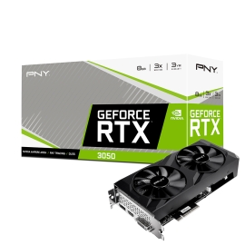 PNY GeForce RTX™ 3050 8GB Verto Dual Fan /PCI-Express 4.0 x8/ Clock Speed 1552 MHz/ Boost Speed 1777 MHz/ Memory Size 8GB GDDR6/ 3-year Warranty VCG30518DFBPB1