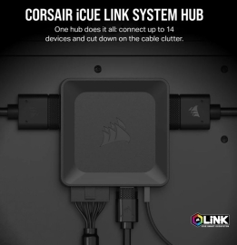 CORSAIR iCUE LINK System Hub, manage RGB Lighting by linking up 14 devices. reduce cable clutter. CL-9011116-WW