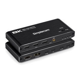 Simplecom KM470 2-Port USB-C KVM Switch 8K Docking Station HDMI 2.1 DP for Laptop Tablet KM470
