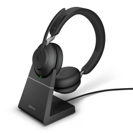 Jabra Evolve2 65 MS Stereo Bluetooth Headset, Includes USB-C Dongle & Chargin Stand, Passive Noise-cancellation, 2ys Warranty 26599-999-889