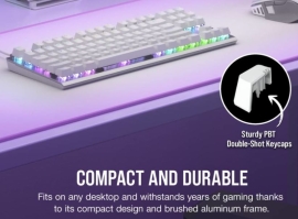 Corsair K60 PRO TKL RGB Tenkeyless Optical-Mechanical Gaming Keyboard- White CH-911D11A-NA