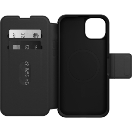 OtterBox Strada MagSafe Apple iPhone 15 Plus (6.7") Case Shadow (Black) - (77-93564), DROP+ 3X Military Standard,Leather Folio Cover,Card Holder 77-93564