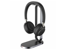 Yealink TEAMS-BH76-CH-BL-C Teams Certified Bluetooth Wireless Stereo Headset, Black, ANC, USB-C, Includes Charging Stand, Rectractable Microphone, 35 TEAMS-BH76-CH-BL-C