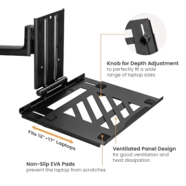 Brateck Adjustable Laptop Tray For Monitor Arms Fits12-17" with standard 75x75 VESA plate NBH-7