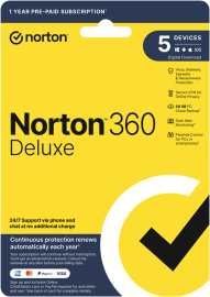 Norton 360 Deluxe 50GB AU 1 User, 5 Devices, 12 Months, Digital Key 21441469