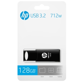 HP 712W 128GB USB3.2 70MB/s Flash Drive Memory Stick Slide 0°C to 60°C 4.5~5.5 VDC Push-Pull Design External Storage for Windows 10 11 Mac HPFD712LB-128