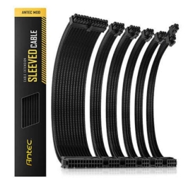 Antec Cable Kit - Sleeved Extension Cable Kit - Black. 24PIN ATX, 4+4 EPS, 8PIN PCI-E, 6PIN PCI-E, Compatible with Neo-Eco Series Universal PSU (LS) AT-ECAB-BK300-C1P4-BK