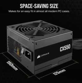 Corsair 550W CX Series, 80 PLUS Bronze Certified, Up to 88% Efficiency, Compact 125mm design easy fit and airflow, ATX PSU 2023 CP-9020277-AU