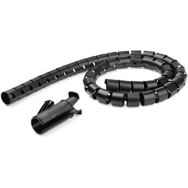 1.5m (4.9ft) Cable Management Sleeve - Spiral - 1" (25mm) Diameter - W/ Cable Loading Tool - Black (Cmscoiled) CMSCOILED