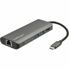 StarTech.com USB Type C Docking Station For Notebook - Memory Card Reader - Sd, Sdhc, Sdxc, MicroSDHC - 60 W - Space Gray - 1 Displays Supported - 4K - 4096 X 2160, 3840 X 2160, 2560 X 1080, 3440 X 1440 - 3 X USB Ports - 2 X USB 3.0 - USB Type-A - USB Ty